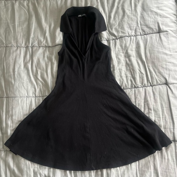 ZARA BLACK COLLARED V-NECK TENNIS MINI DRESS - Picture 2 of 5